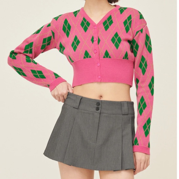 NEW! Storets Loretta Highteen Argyle Cardigan - Picture 6 of 12